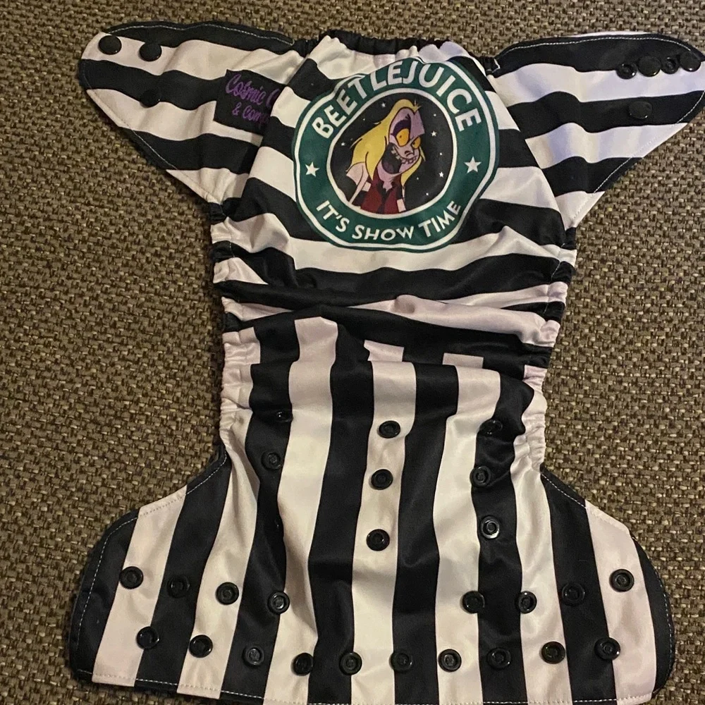 Striped Black and White Kids Diaper Cover